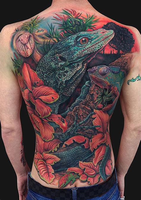 Reptile Back Piece By Mike DeVries Tattoos
