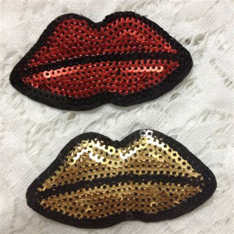 10pcs Sexy Lip Sequin Patches Embroidery Patch For Clothing Blouse Stage Party Dress Decoration