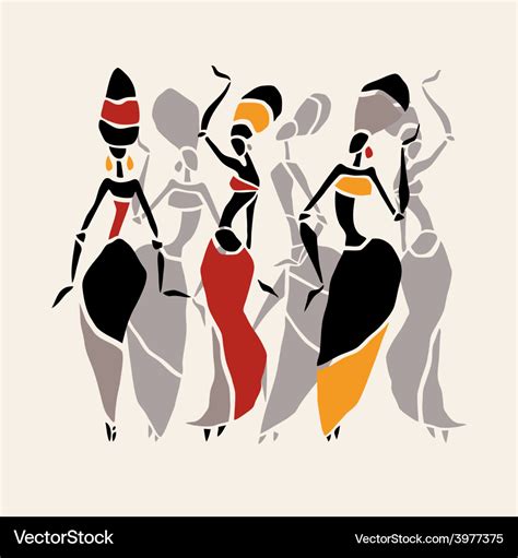 African Dancers Silhouette Set Royalty Free Vector Image