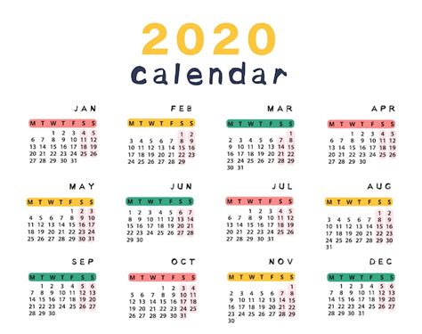 Calendario Completo 2020 Para Imprimir Imagesee