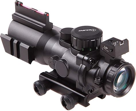 Sniper Tactical 4x32 Prismatic Glass Crosshair Reticle Scope W Fiber