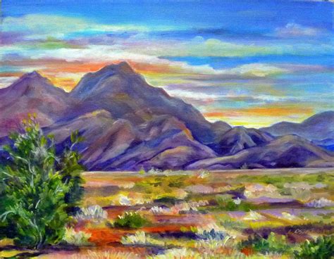 Southwest Desert Sunset Las Vegas Desert Desert Painting Etsy Large