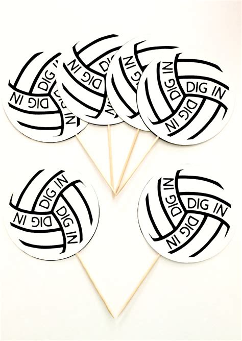 Volleyball Party Volleyball Toppers Volleyball Tags Sports Etsy