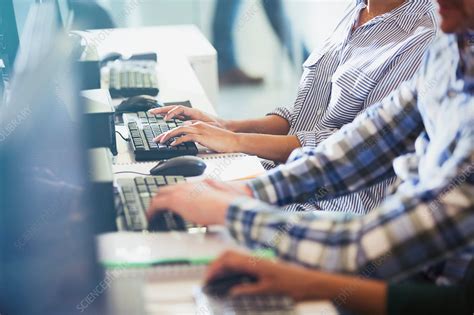 Students Typing At Computer Stock Image F0154216 Science Photo
