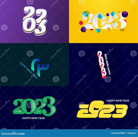 Big Set Of 2023 Happy New Year Logo Text Design 2023 Number Design