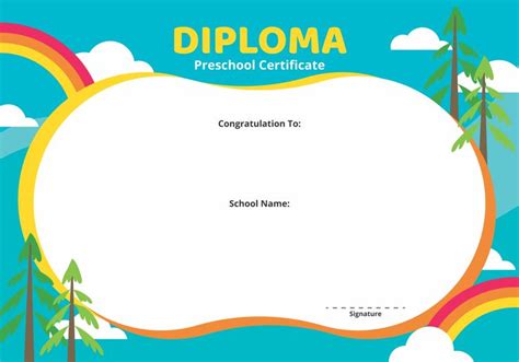 Diploma Certificate With Trees And Clouds In The Background