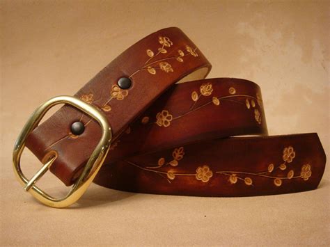 Tooled Leather Belt Custom Leather Belt Personalized Leather Belt