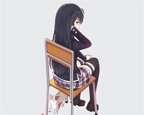 Fondos De Pantalla Ilustración Gato Anime Chicas Anime Sentado Medias Dibujos Animados