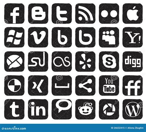 Social Media Buttons Editorial Image Illustration Of Doodle 26632415