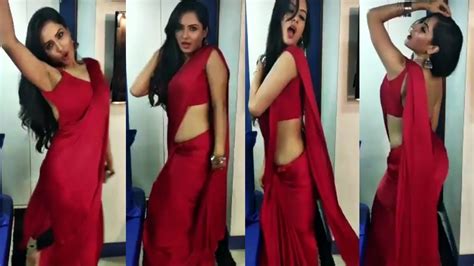 Tv Serial Actress In Saree Dance Red Saree Lady Dancing Whitedevil Youtube