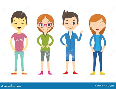 Diverse Vector People Set Men And Women Different Poses Stock Vector