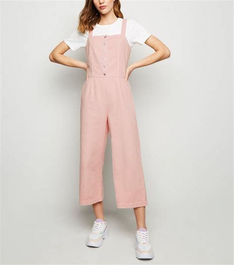 Pink Popper Front Denim Jumpsuit New Look Pink Jumpsuits Outfit