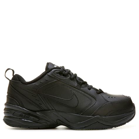 Nike Leather Air Monarch Iv X Wide Walking Shoes In Black Black Black