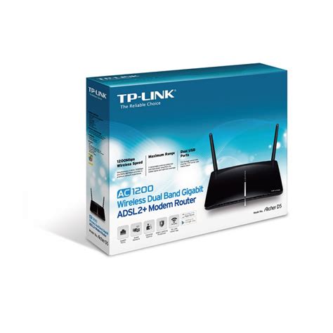 Tp Link Ac1200 Wireless Dual Band Gigabit Adsl2 Modem Router Archer D5