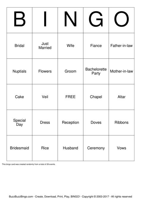 Bridal Shower Bingo Cards To Download Print And Customize