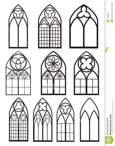 Illustration About Silhouette Windows In Gothic Style For Design