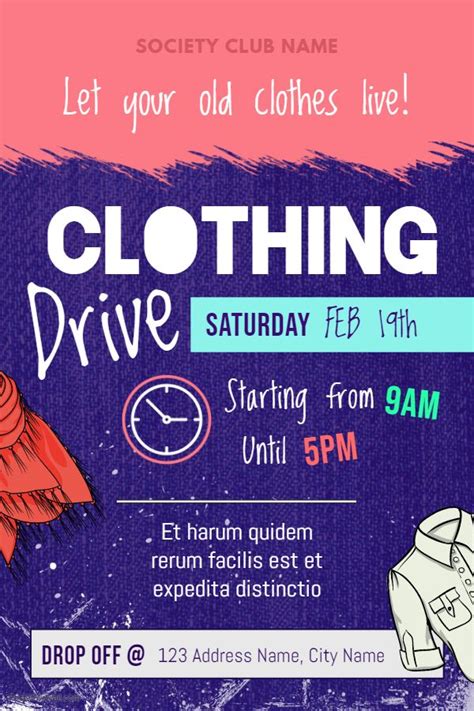 Clothing Drive Poster Charity Poster Drive Poster Fundraising Poster