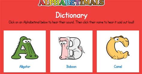 Give these typing games your best shot. Free Technology for Teachers: Alphabetimals - A Dictionary of Animal Sounds