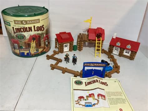 Hasbro Knex Original Lincoln Logs Big L Ranch With Canister And