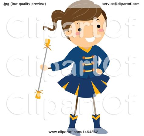 Clipart Of A Majorette Dancer Girl With A Baton Royalty Free Vector
