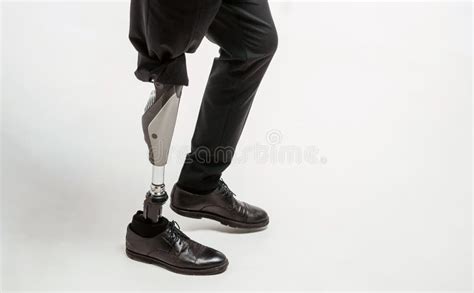 Disabled Young Man With Prosthetic Leg Artificial Limb Concept Stock
