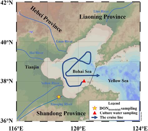 Map Of The Bohai Sea Bs Sampling Areas And The Cruise Line Of The