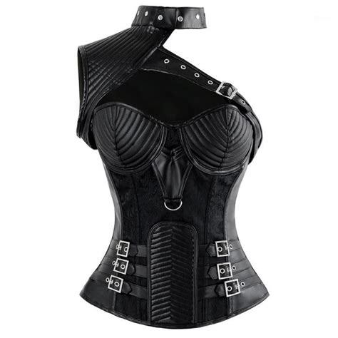 Womens Sexy Punk Vintage Gothic Steampunk Corset Clothing Armor Bustier With Shoulder Bolero