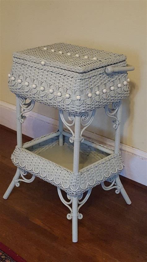 Antique Ornate Victorian Wicker Sewing Stand Circa 1890s From Dovetail
