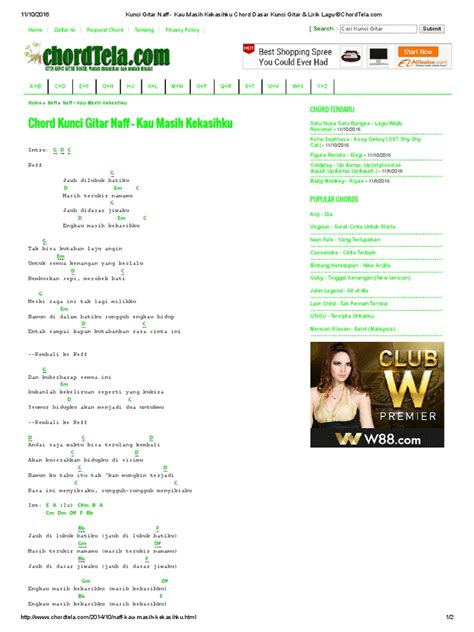 Berikut adalah kumpulan chord / kunci gitar naff terbaru dan terupdate @chordtela.com Kunci Gitar Naff - Kau Masih Kekasihku Chord Dasar Kunci Gitar & Lirik Lagu ©ChordTela