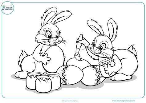 Conejo de pascua para colorear. Dibujos de conejos para Colorear - Mundo Primaria