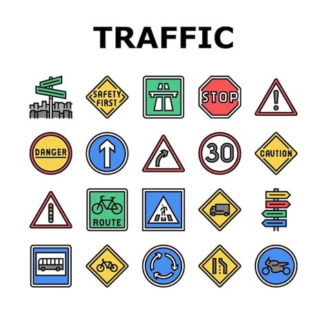 Premium Vector Traffic Sign Road Information Icons Set Vector