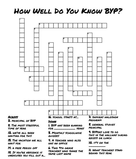 How Well Do You Know Byp Crossword Wordmint