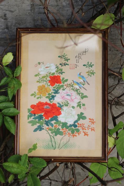 Antique Japanese Silk Painting 50s Vintage Birds And Etsy