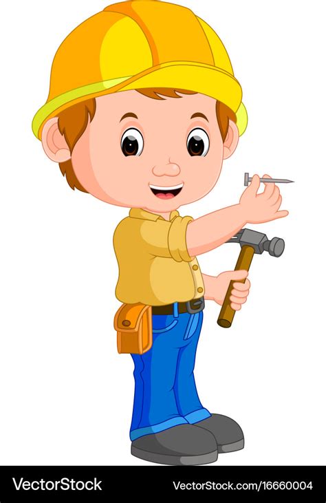 Construction Worker Hammering A Nail Royalty Free Vector