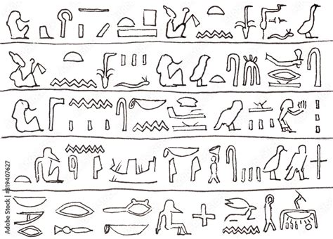 Hand Drawn Egyptian Hieroglyphics Stock Illustration Adobe Stock