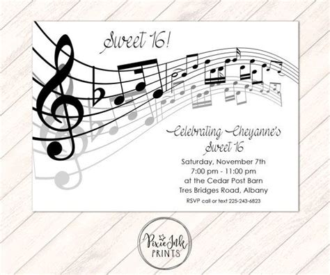 Music Notes Invitation Musical Party Sheet Music Invitation Music