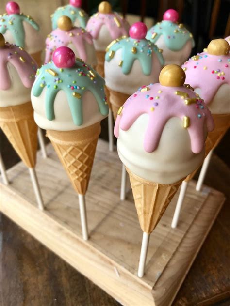 Ice Cream Cone Cake Pops Birthday Cake Pops Ice Cream Cake Etsy