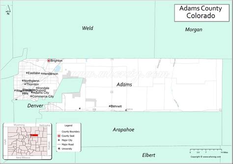 Map Of Adams County Colorado Showing Cities Highways And Important