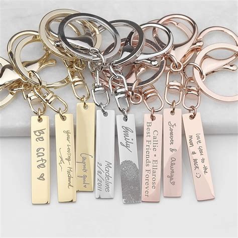 Handwriting Keychain For Boyfriend Engraved Personalized Keychain For