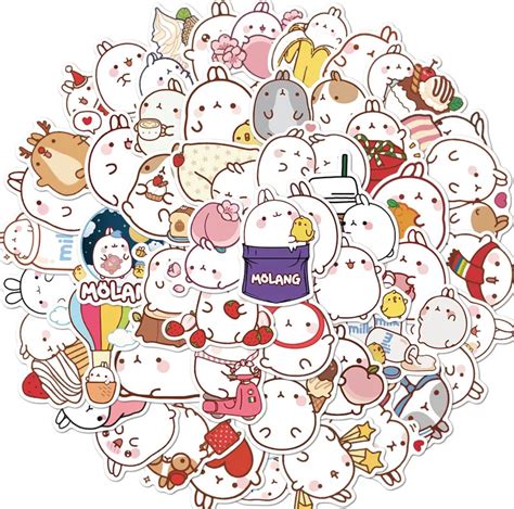 Molang 50 Piece Pack Of Stickers Waterproof Tumbler Stickers Etsy