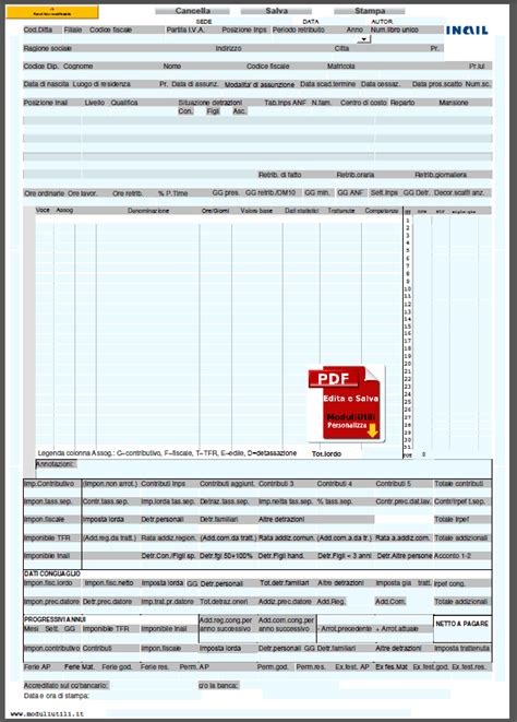 Foglio Excel Modello Busta Paga Da Compilare Miniaturuwu