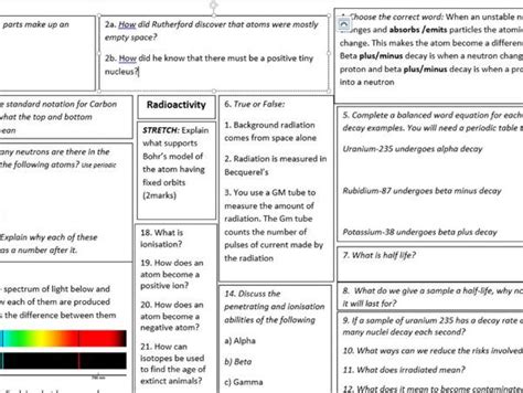 Radiation Gcse 9 1 Revision Mat With Answers Teaching Resources