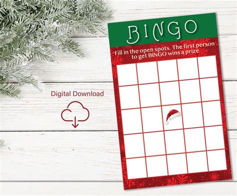 Blank Santa Bingo Christmas Card Holiday Party Game Secret