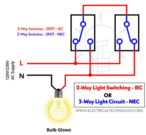 2 Way Switch How To Control One Lamp From Two Or Three Places