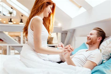 Beautiful Couple Being Romantic Passionate Bed Stock Photos Free