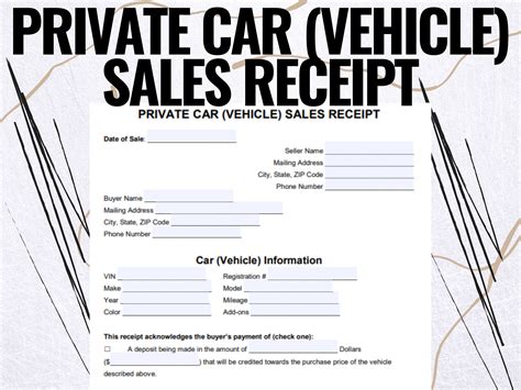 Vehicle Private Sale Receipt Private Car Vehicle Sales Receipt