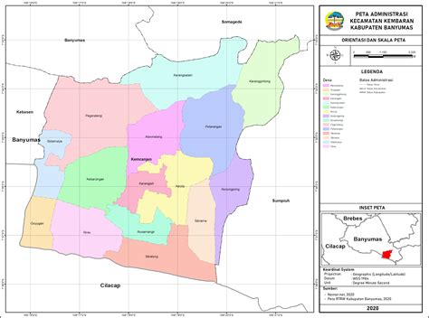 Peta Administrasi Kecamatan Kemranjen Kabupaten Banyumas Neededthing