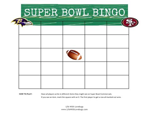 Super Bowl Bingo Free Printable Get Your Hands On Amazing Free