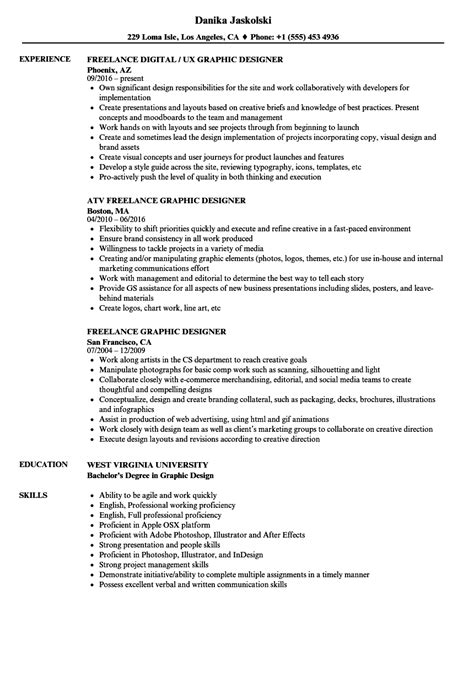 Printable experienced graphic designer resume. Freelance Graphic Designer Resume Samples | Velvet Jobs
