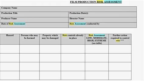 Trc News Media Risk Assessment Form And Checklist Antonio